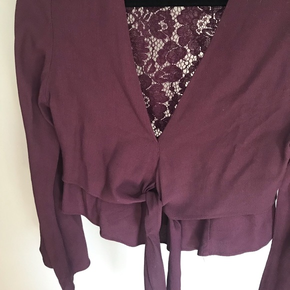 Flynn Skye Burgundy Wrap Crop - Picture 3 of 4